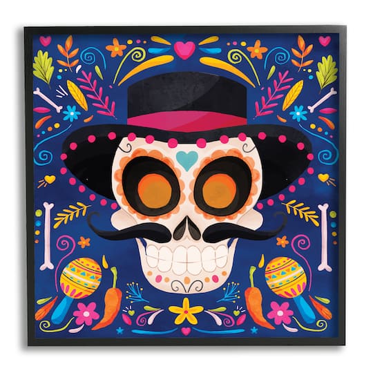 Stupell Industries Day Of Dead Patterned Skull Framed Giclee Art